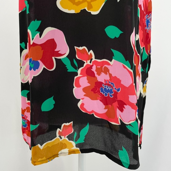 Who What Wear Floral Print Sleeveless Blouse Tank Top Black Multi Size Small - Picture 6 of 15